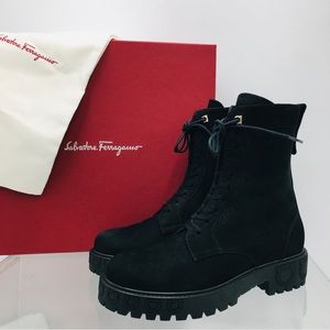 Salvatore Ferragamo CHOPPER 3.0cm Nero Nubuck Calf Skin Women’s Boots